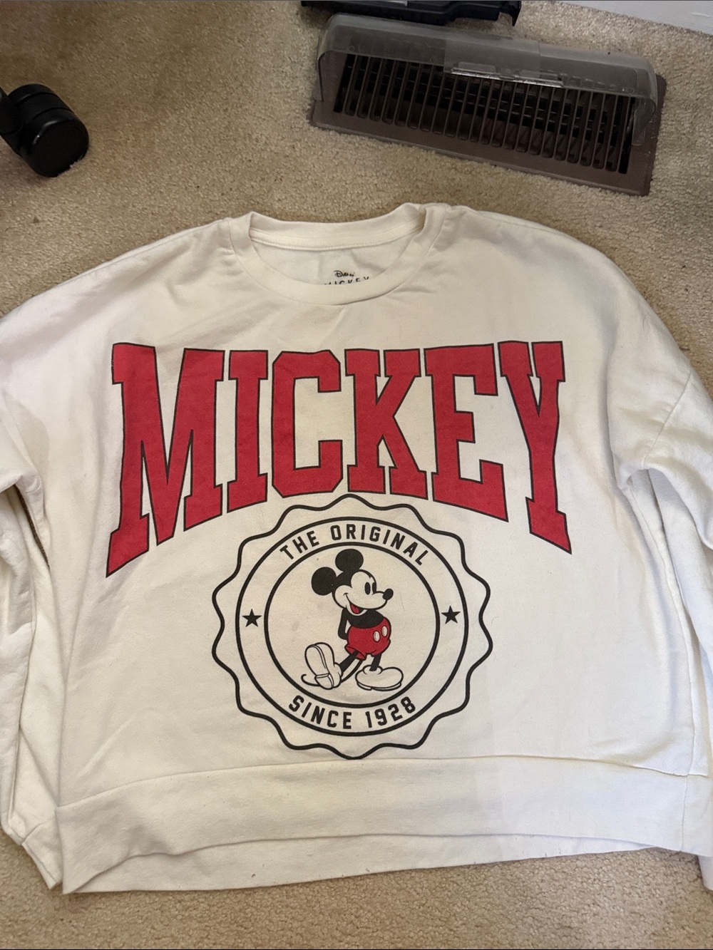 Mickey Mouse Cropped Oversized Crewneck Sweatshirt